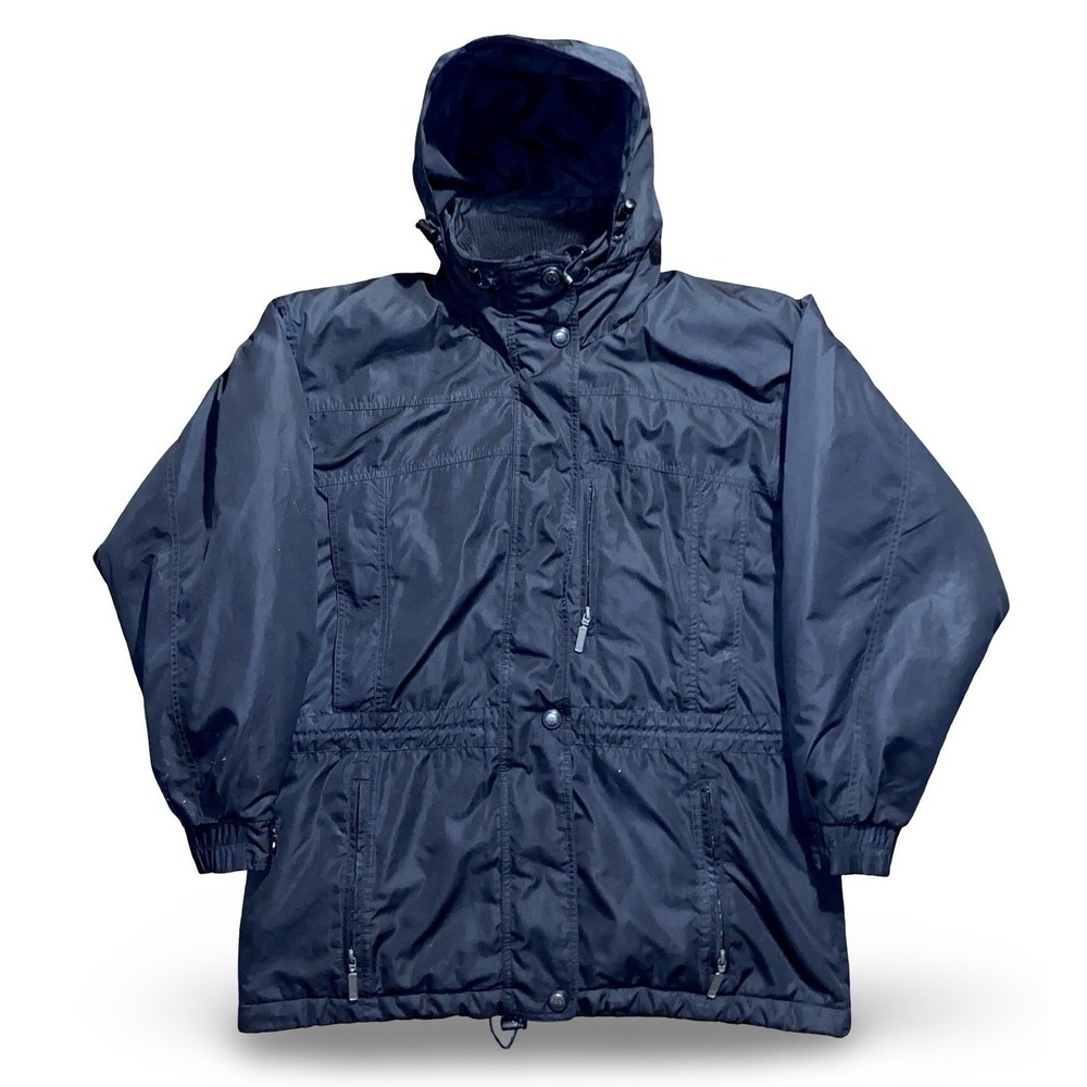 Vintage Columbia Jacket Women's Large Insulated Hooded Black Fleece Lined Parka